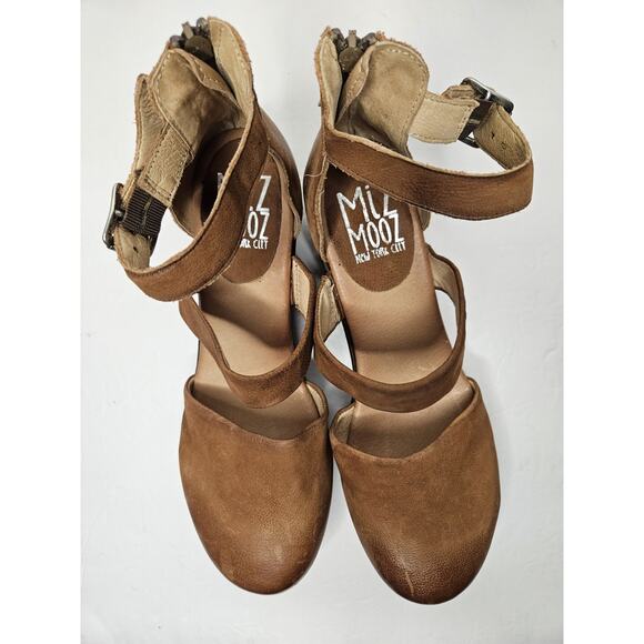 Miz Mooz Amia Brandy US Size 8 Cap Toe Closed Toe Boho Wedge Heels - Picture 7 of 10